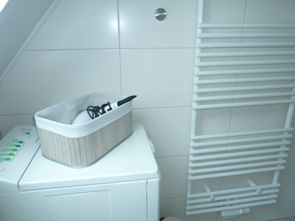 Duschbad mit Waschmaschine und Handtuchwärmer